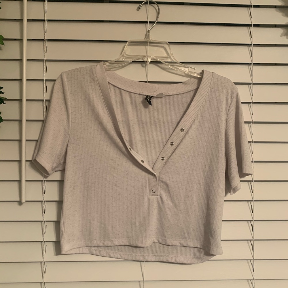 H&M White Button Down Crop Top